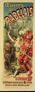 Reprodução de um cartaz publicitário "The Works of Rabelais", 1885